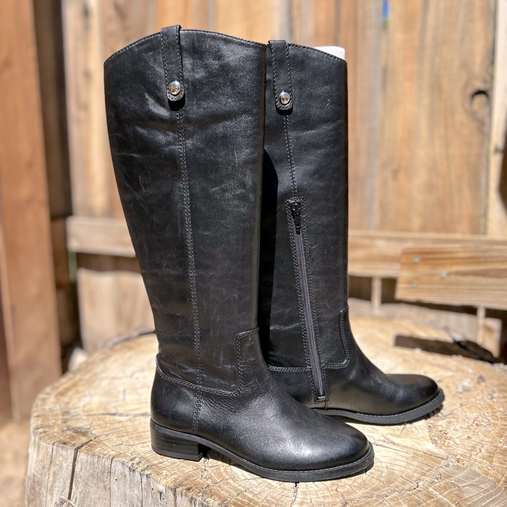 INC Women's Fawne Black leather Wide & Wide Calf Riding Boot